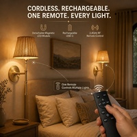 Applique Murale Sans Fil Rechargeable en Rotin, Lampe LED Tactile Magnétique à Intensité Variable avec Télécommande, Garantie 3 Ans pour Hôtel, Chambre et Couloir