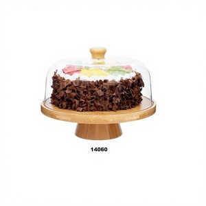 Soporte de pastel de bambú con tapa plato de pastel multifuncional soporte para pastel bandeja para servir plato de fruta ensaladera postre Decoración de mesa - Product Image 1