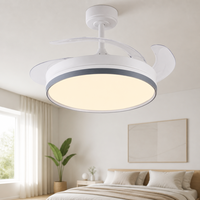 Ventilateur de plafond rétractable invisible à profil bas de 42 pouces avec lumière, moteur DC, LED dimmable, télécommande, ventilateur de plafond LED pour chambre à coucher