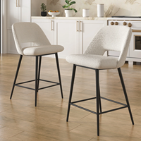 Valdez Boucle Tabouret de bar et de comptoir Mobilier design moderne Comptoir à dossier creux Chaise haute Tabouret de bar rembourré nordique