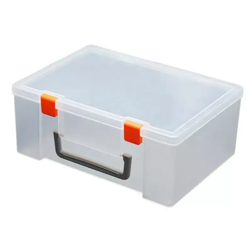 Kotak peralatan penyelesaian kemasan kotak penyimpanan mainan DIY, suku cadang kotak kosong ekstra besar plastik bening