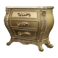 OE-FASHION personnalisé Italie Rococo Meubles de Chambre À Coucher En Bois Massif de Luxe Lit de Sculpture D'or Classique Ensemble de Chambre À Coucher