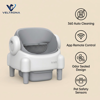 Caja de arena inteligente para gatos, totalmente cerrada, autolimpiable, con rotación de globo, control por aplicación WiFi, sellado de olores, antipistas y control remoto.