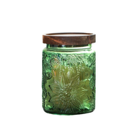 25oz 750ml großes rundes grünes bernstein blaues Glas Lebensmittel vorrats glas mit Holz lippen Getreide Aufbewahrung stopf Glasbehälter