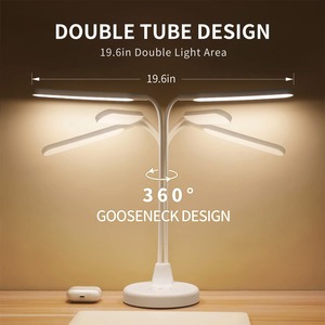 <b>LED</b> Desk Lamp with Wireless Charger Gooseneck Adjustment <b>Table</b> Lamp Touch Control Night <b>Light</b> Double <b>Light</b> Area for Home Office - Product Image 5