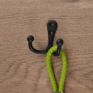 Double <b>Hook</b> Wall Mounted Heavy Duty Black Zinc Alloy Coat Rack <b>Towel</b> Hat <b>Hook</b> Cabinet Wardrobe Hardware Accessory - Product Image 4
