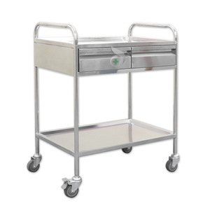 Stainless Steel Double Drawer Handcart L700 W450 H890mm Hospital Furniture Durable Medical <b>Trolley</b> - Product Image 3