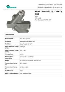 Клапан регулирования расхода VERSA FCV-5-316 - Product Image 5