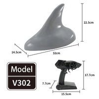 Flytec V302 Barco de Juguete con Control Remoto por Radio, Simulación de Aleta de Tiburón, Juguetes de Broma, Juguete de Baño de Tiburón para Bebés, Juguetes de Verano para Nadar para Niños