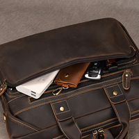 Sac à main pour homme en cuir véritable, grande capacité, sacoche pour ordinateur portable, sac messager vintage en cuir Crazy Horse, livraison transfrontalière