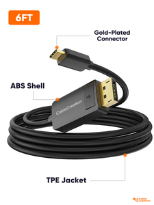 สายเคเบิล CableCreation 4K 60Hz USB C to DP 1.2 สาย <span class=keywords><strong>2K</strong></span> 165Hz USB Type C to DP รองรับ Thunderbolt 3/4 สำหรับจอภาพและโปรเจคเตอร์ - Product Image 6
