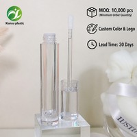 Tubes de gloss à lèvres ronds transparents vides de 4 ml, emballage cosmétique personnalisé avec étiquette, conteneur avec matériau AS