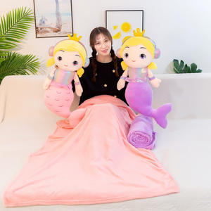 لعبة AIFEI جديدة عالية الجودة حورية البحر قابلة للطي بطانية تكييف الهواء دمية رمي وسادة 2 في 1 طفل مريح الصيف لحاف بارد - Product Image 3