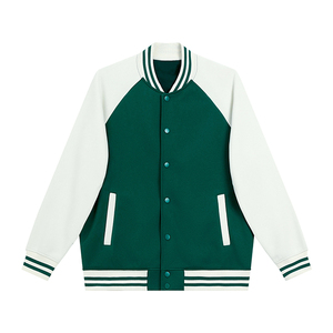 380g Contrast Color Baseball Jacket Stand Collar Coat Party Group Wear <b>Work</b> Wear Custom Logo Embroidery Pattern Coat - Product Image 1