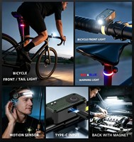 Nouvelle lampe frontale LED rechargeable 2026, lampe de poignet, éclairage avant et arrière pour vélo, lampe de travail extérieure avec fonction mètre ruban pour sac à dos