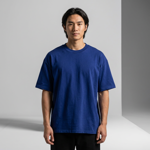 T-shirt en coton bleu royal pour homme, coupe classique, col rond, manches courtes, jersey décontracté, couleur unie - Product Image 1