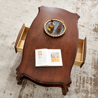 Ensemble de table basse à pieds hauts en bois massif sculpté américain, élégant, simple et moderne, avec support TV et tiroirs pour le salon