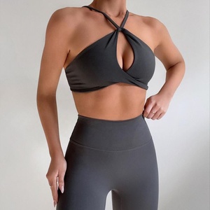 Spandex all'ingrosso rapido asciutto Logo personalizzato Yoga Fitness caldo atleti <span class=keywords><strong>Sexy</strong></span> torcere le donne di sport di fronte reggiseno da palestra per le donne - Product Image 6