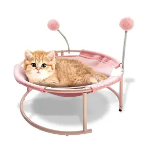 Été chaud respirant mignon chat lit hamac rond fort doux lavable toutes saisons lit pour chien avec balles de jeu