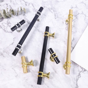 Modern Metal <strong>Black</strong> Gold <strong>Door</strong> T Handles Kitchen Cabinet Handles Solid Drawer <strong>Knobs</strong> Fashion Furniture Handle Hardware - Product Image 1