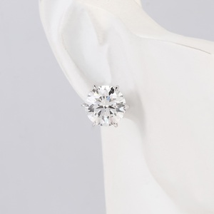 Pendientes de Joyería Fina de Oro Blanco de 18K, 14K, 10K con Diamante Cultivado en Laboratorio Blanco DEF VVS que Pasa la Prueba de Diamantes, Piedra Única, para Mujer - Product Image 3