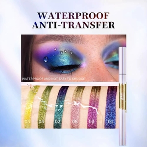 Crayon Eyeliner Multichrome Effet Caméléon <span class=keywords><strong>Pailleté</strong></span>, Eyeliner Longue Tenue Brillant Métallique, Pigment de Maquillage <span class=keywords><strong>Vert</strong></span> et Violet pour Effet Silkworm - Product Image 4
