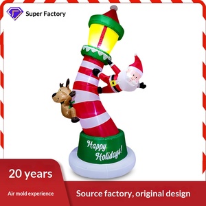 Nuevo Modelo Inflable Navideño de 2.7 Metros con Luces LED, Reno y Santa Claus Escalando un Faro, Decoración para Patio - Product Image 4