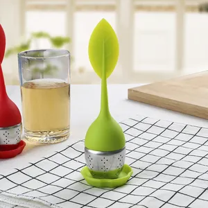 Filtres à thé en silicone en forme de feuille, outils pour thé parfumé, infuseurs à thé en silicone et acier inoxydable résistants aux hautes températures, accessoires de théière - Product Image 3