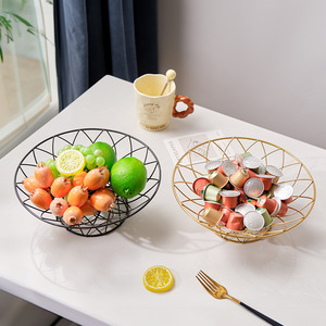 Metal Fruit Basket Round 1-3L Durable Storage For Home Desktop Use - Product Image 1