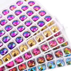 Cristales de Estrás Redondos Biselados 5A de Fábrica Oleeya, Forma Rivoli, Coloridos, para Coser, Cristal AB, Planos, para Ropa y Manualidades - Product Image 2