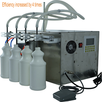 Machine de remplissage semi-automatique à 4 têtes avec commande au pédale anti-mousse pour eau, lait, sauce soja, vinaigre, jus et boissons