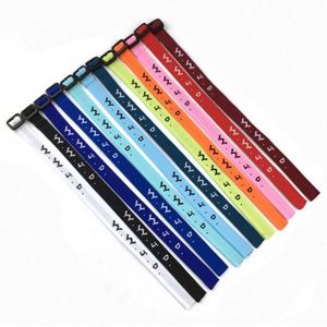 Bracelets WWJD personnalisés en maille ajustable, colorés, avec inscription « Que ferait Jésus » - Product Image 6