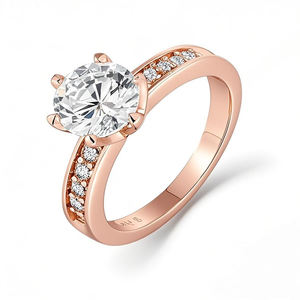 Verlovingsringen Voor Vrouwen 925 Sterling Verzilverd Met 14k 18K Goud Rose Goud Verguld Met Rhodium Rond Helder Zirkoon Ontwerp - Product Image 2