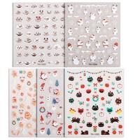 Calcomanías de Uñas de Papel Autoadhesivas 3D No Tóxicas para Halloween, Patrones Multicolores (Copos de Nieve/Papá Noel/Campanas) |   Impermeable y de Fácil Aplicación
