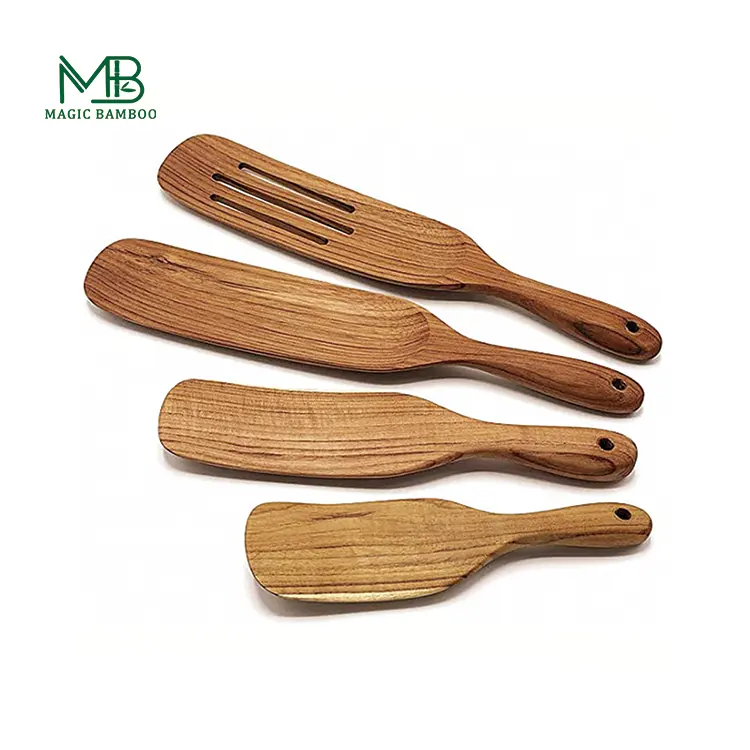 Fornitori della cina utensili da cucina da cucina Set di spatole per raschietto in legno di bambù