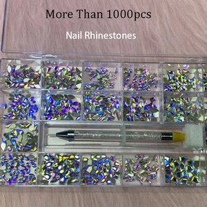 Strass décoratifs pour les ongles, AB en cristal brillant, couleur blanc, arc-en-ciel, Nail Art, forme fantaisie, à fond plat, décoration, pièces - Product Image 6