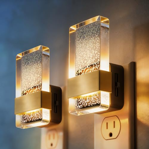 Applique murale LED moderne de luxe dorée en acrylique, veilleuse à intensité variable pour chambre d'enfant - Product Image 1