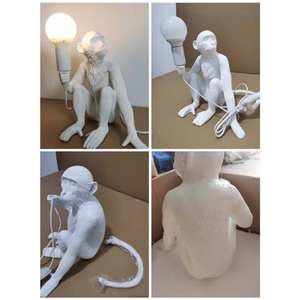 Lampe de table singe créative nordique Lampe murale en résine avec corde de chanvre pour chambre à coucher Café Restaurant Bar Chambre d'enfant - Product Image 4