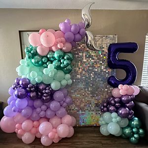 Paquete de 60 Globos de Látex Metálicos de 12 Pulgadas en Morado, Rosa, Verde y Azul para Decoración de Fiesta de Sirena para Niñas - Product Image 4