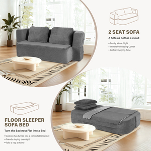 Sofá Cama Convertible Queen de 78 Pulgadas, Modelo Cloud, sin Estructura, con Manta, Tela Scott, Sofá Modular de Dos Plazas, Esponja de Alta Densidad, Sin Necesidad de Ensamblaje - Product Image 6