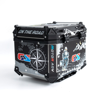 Boîte à bagages universelle pour moto 45L en alliage d'aluminium, style autocollant noir, fournisseur OEM personnalisé en gros