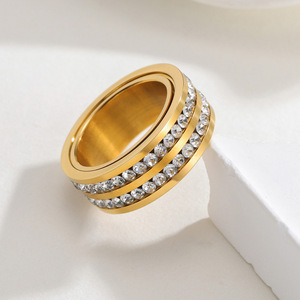 Anneaux de mariage plaqués or pour homme et femme, anneaux en diamant CZ, bijoux de fiançailles en acier inoxydable, <span class=keywords><strong>alliance</strong></span> - Product Image 2