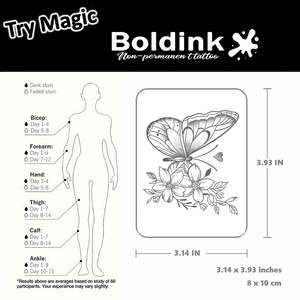 Tatuaje Temporal <span class=keywords><strong>de</strong></span> Mariposa con Alas Realistas, Diseño Floral Personalizado <span class=keywords><strong>de</strong></span> Boldink, Resistente al Agua, Larga Duración (2 Semanas), Tinta Jagua - Product Image 4