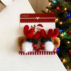 Nuevo Pasador de Pelo con Lazo de Tela con Dibujos Animados Navideños, Campana Roja Mori, Clip Lateral para Niñas, Accesorio para el Cabello Festivo, Fresco y Dulce - Product Image 3