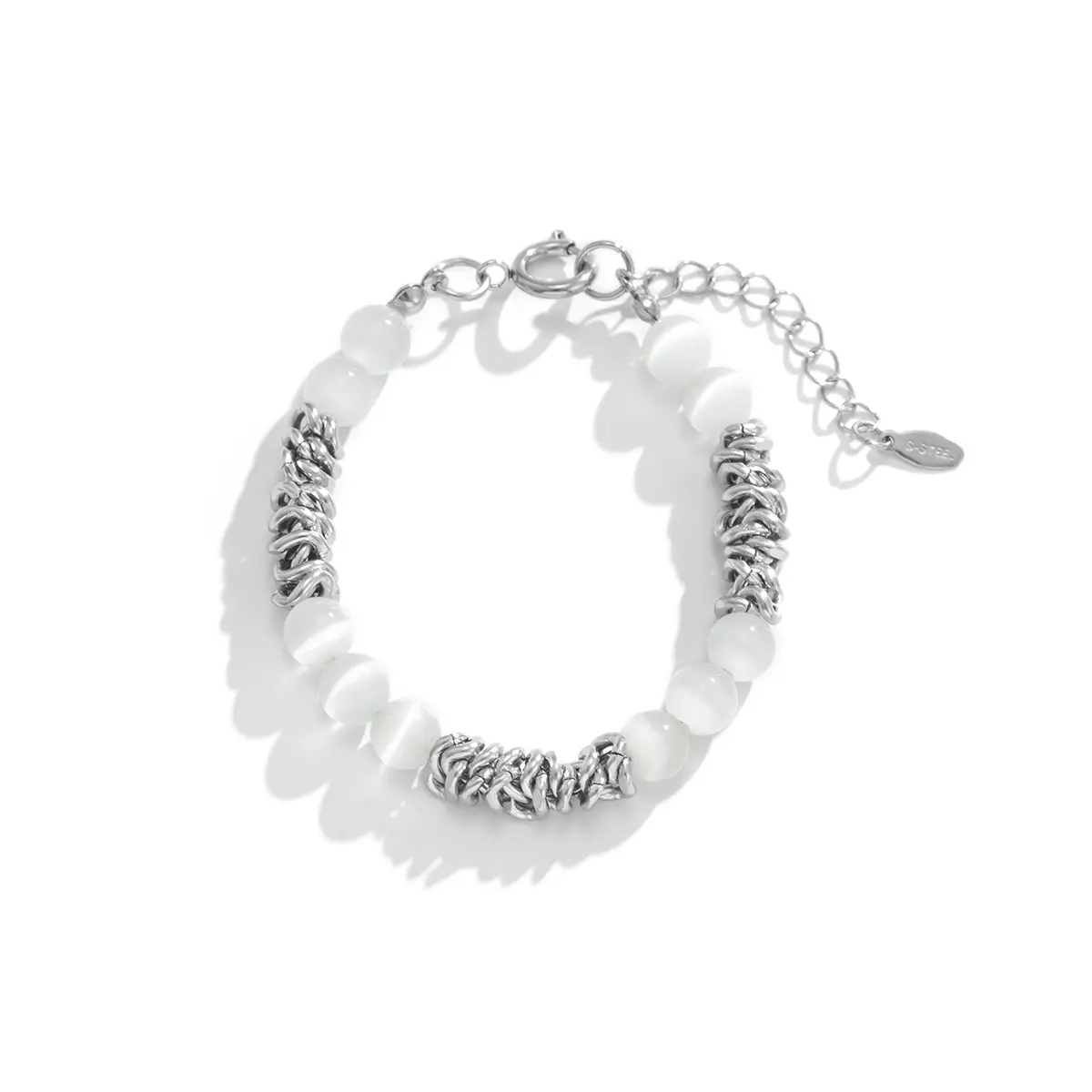 Titanium steel handmade chain white crystal bracelet men bracelet retro style design trendy men's jewelry