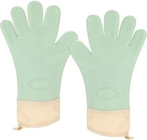 Silicone Oven Mitts Heat Resistant and Antislip Scald Kitchen Oven <b>Gloves</b> Burn Proof Cooking <b>Gloves</b> Proof Oven Mitts - Product Image 1