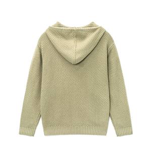 AiNear 도매 사용자 정의 로고 디자인 Oem & Odm 겨울 긴 소매 단색 남성 양털 모직 니트 후드 가디건 스웨터 - Product Image 6