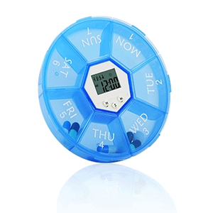 علبة أدوية بلاستيكية لموزع حبوب منع الحمل الأسبوعي علبة حبوب رقمية إلكترونية لمدة 7 أيام مع مؤقت إنذار - Product Image 1