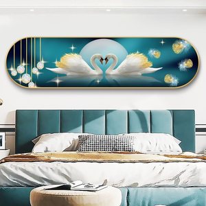 Decoración de pared del dormitorio sobre la <span class=keywords><strong>cama</strong></span> Cisne cristal porcelana Animal pintura marcos de aluminio imagen pared arte dormitorio decoración pinturas - Product Image 1