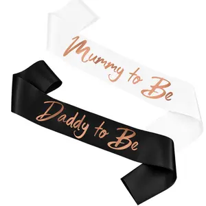 Foil font black and white satin Mummy to be and daddy to be sash